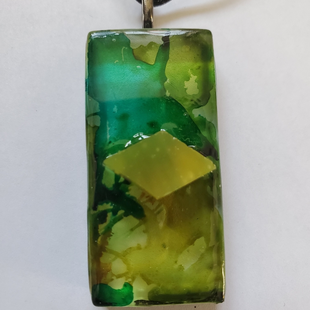Green/Yellow Hand Painted 24'' Necklace